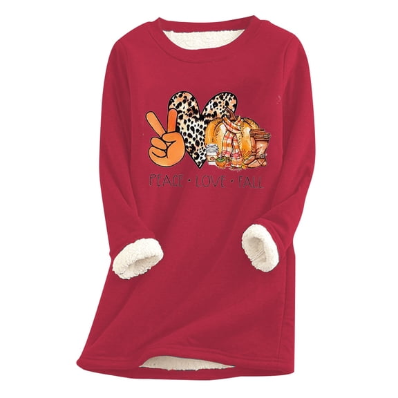 Winter clothing for women Ladies Thickened Loose Warmers Casual Cute Printed Tops Autumn Winter Plush Warm O Neck Tops