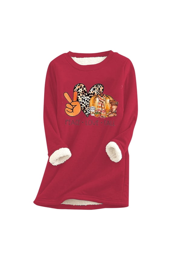 Winter clothing for women Ladies Thickened Loose Warmers Casual Cute Printed Tops Autumn Winter Plush Warm O Neck Tops