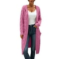 thumbnail image 1 of Winter clothing for women Plus Size Hooded Cardigan Sweater Open Front Knit Coat With And Pockets, 1 of 5
