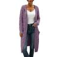 thumbnail image 1 of Winter clothing for women Plus Size Hooded Cardigan Sweater Open Front Knit Coat With And Pockets, 1 of 5