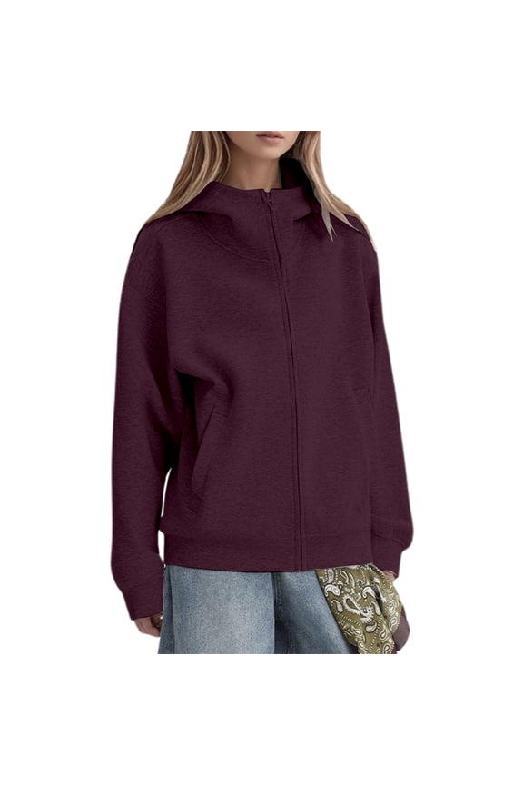 Winter clothing for women Plus Size Hooded Zip Up Jacket Windproof Stand Collar Pullover Sweatshirt Casual Streetwear Outerwear Coat