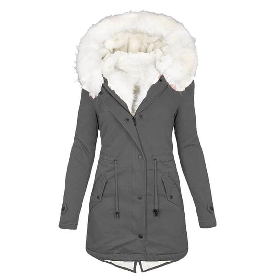 Winter clothing for women Plus Size Longline Hooded Coat For With Zip Front And Pockets Mid Length Tunic Style Thickened Warm Winter Jacket Outerwear
