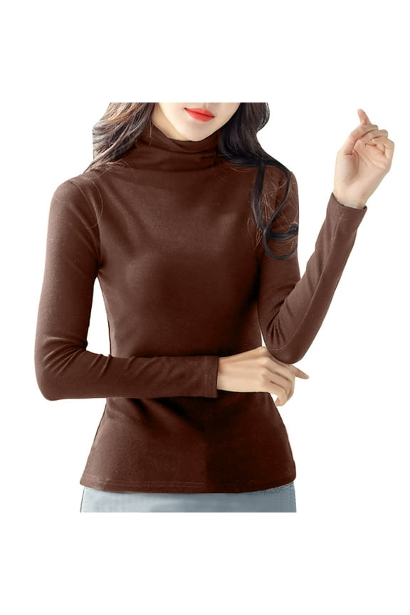 Winter clothing for women Spring And Autumn High Neck Bottoming Womens Long Sleeve Casual Loose T Shirt Dress Womens Cotton Long Sleeve T Shirt