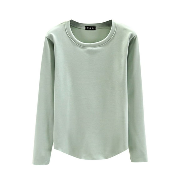 Winter clothing for women Women Autumn And Winter Casual Solid Color Round Neck Thickened Warm Top
