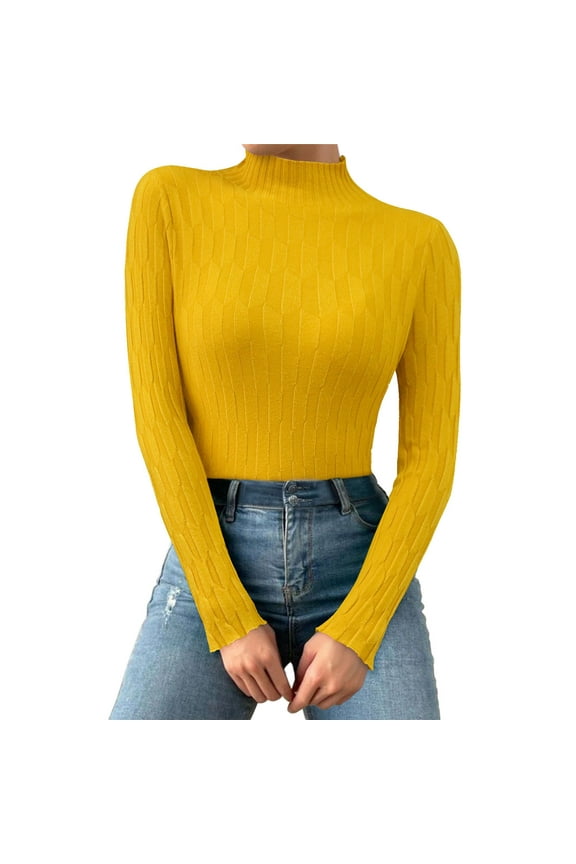 Winter clothing for women Women Casual Autumn And Winter Multicolor Pattern Mid Neck Warm Long Sleeved Knitted Bottoming Shirt