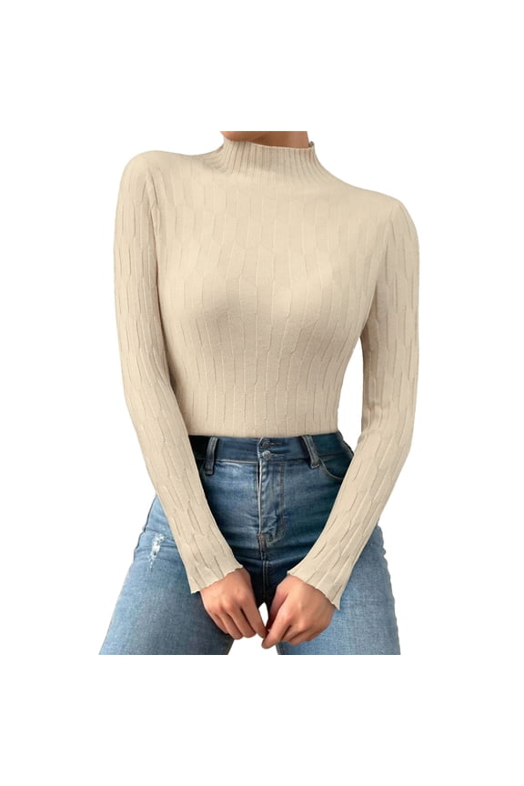 Winter clothing for women Women Casual Autumn And Winter Multicolor Pattern Mid Neck Warm Long Sleeved Knitted Bottoming Shirt