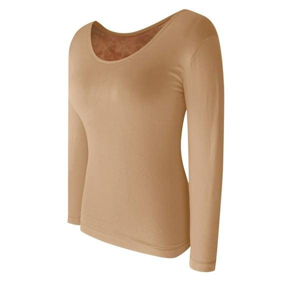 Winter clothing for women Women German Velvet Seamless Thermal Underwear Solid Color Slim Bottom Outer Wear Thick Warm Long Sleeves Top