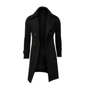 Winter coats for men ,Winter Men Slim Stylish Trench Coat Double Breasted Long Jacket Coat Black L
