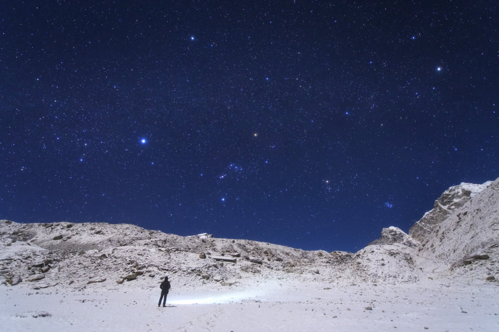 Winter constellations above the Himalayas in Sagarmatha National Park of Nepal Canvas Art - Jeff DaiStocktrek Images (17 x 12)