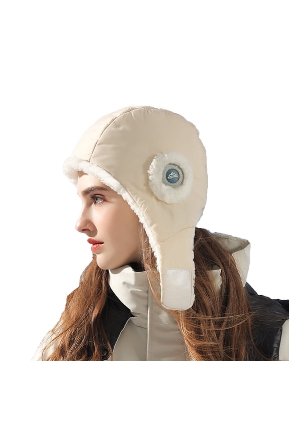 Winter Down Hats for Women Men Lightweight Windproof Ear Flap Trapper Cap Brimless Outdoor Warm Ski Hat