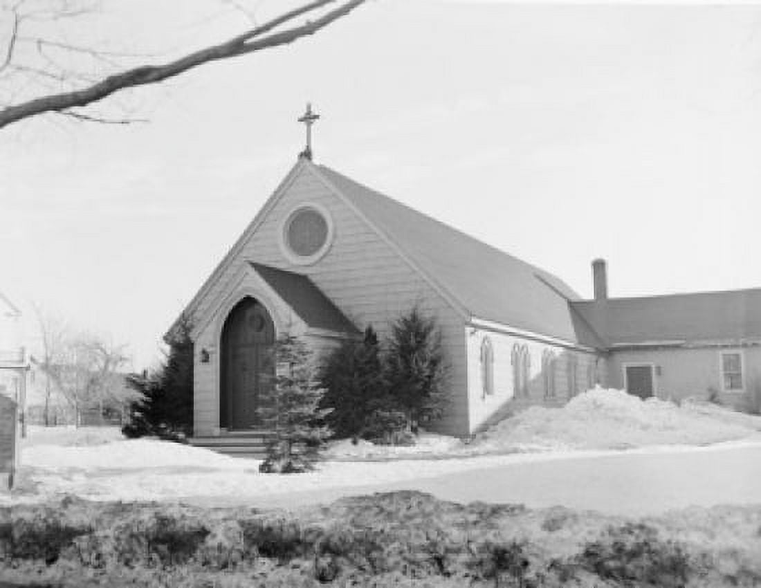 Winter exterior view of St Michaels Episcopal Church Canvas Art - (18 x 24)