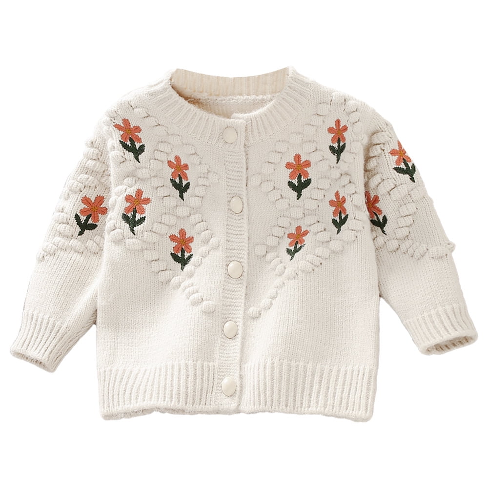 Winter girl sweater new baby knitted embroidered cardigan coat baby