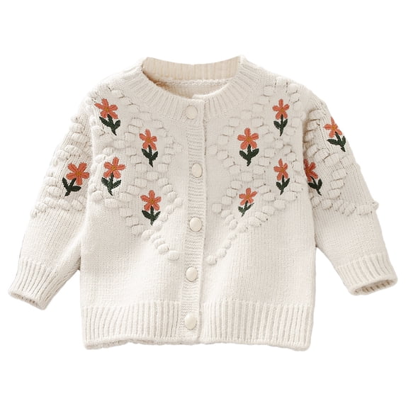Winter girl sweater new baby knitted embroidered cardigan coat baby wool clothes