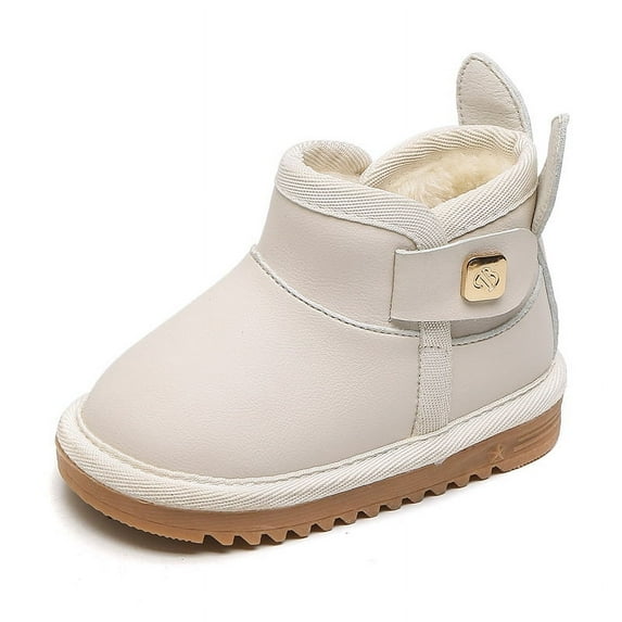 Winter girls kids fashion thick and pile waterproof ankle snow boots flat warm fur soft sol casual shoes