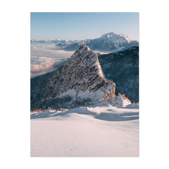Winter glory - Berchtesgaden Bayern Deutschland Photography Mountain Snow Landscape Winter Nature Scenic Forest Unframed Wall Art Print 22 x 28 inches