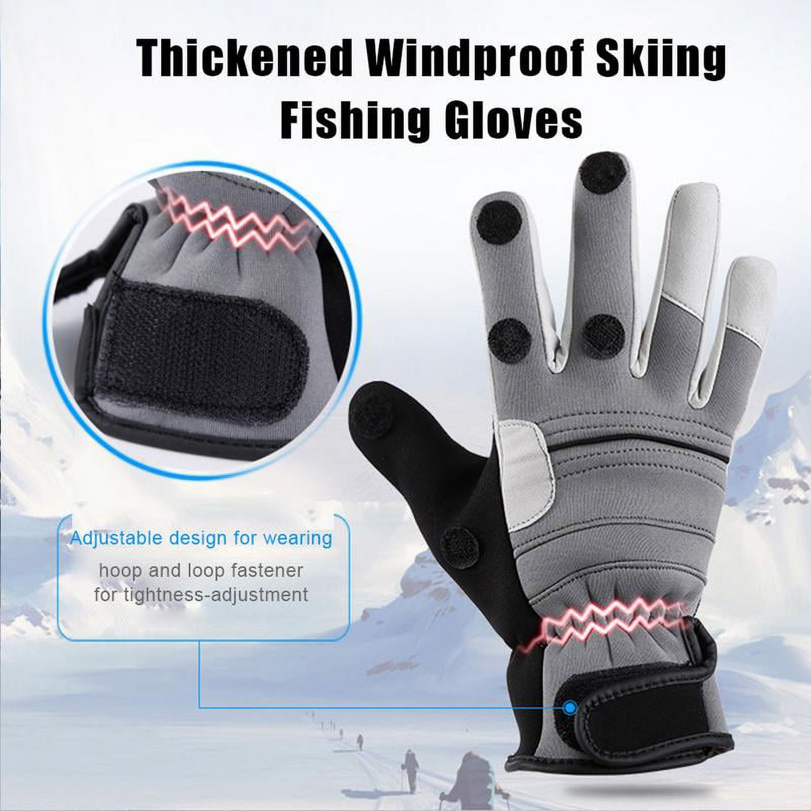 Winter gloves Cotton Velvet Ice Fishing Glove Windproof Gloves Touchscreen  with 3 Cu 