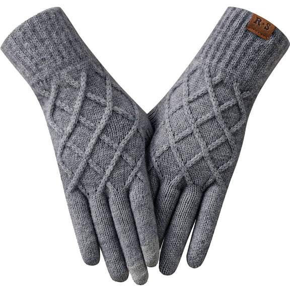 Winter gloves for women Touch screen Elastic Thermal knit Lining Warm Gloves for Cold weather, Dark Gray
