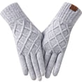 thumbnail image 1 of Winter gloves for women Touch screen Elastic Thermal knit Lining Warm Gloves for Cold weather, Light Gray, 1 of 1