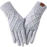 Winter gloves for women Touch screen Elastic Thermal knit Lining Warm Gloves for Cold weather, Light Gray