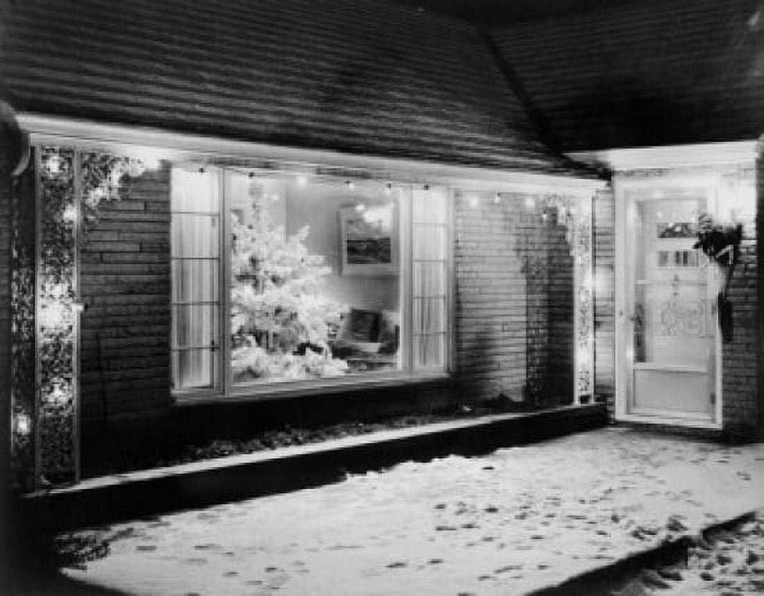 Winter house decorated for Christmas Canvas Art - (24 x 36)