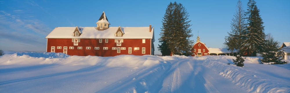 Winter in New England Mountain View Farm Lyndonville Vermont Canvas Art - Panoramic Images (27 x 9)