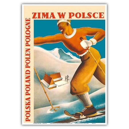 Winter in Poland - Polen Pologne (Poland) - Vintage Travel Poster by Mieczyslaw Rózanski & R. Wylcan c.1935 - Master Art Print 10in x 14in