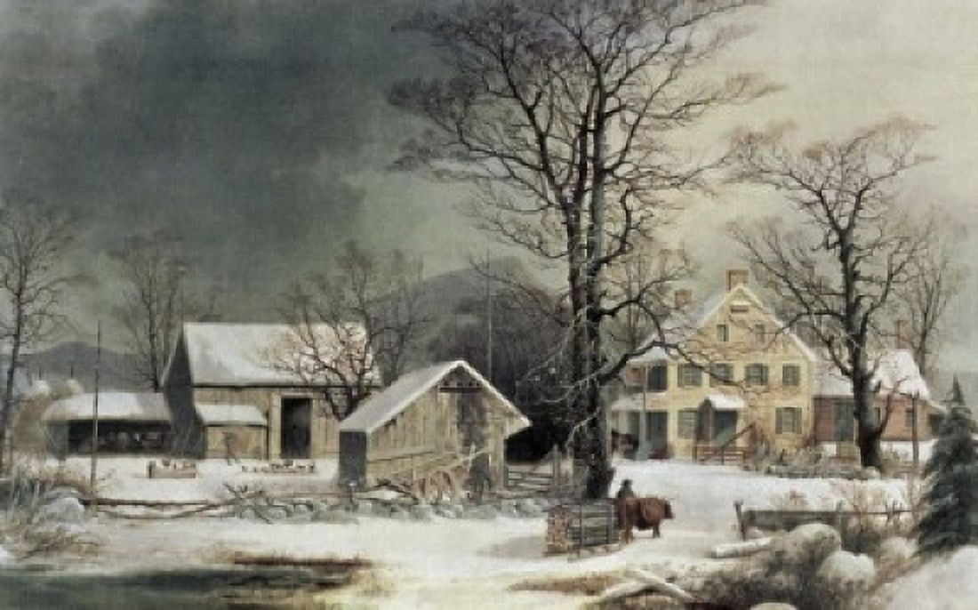 Winter in the Country Wood for the Inn Currier & Ives (1834-1907 American) Canvas Art - Currier & Ives (24 x 36)