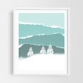 thumbnail image 1 of Winter in the mountains - Illustration Winter Minimalist Nature Landscape Snow Forest Scenic White Framed Wall Art Print 8 x 10 inches, 1 of 3