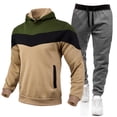 thumbnail image 1 of Winter jackets for Men Men's Autumn And Winter Two Piece Fashion Patchwork Hooded Sweater And Casual Pants Set, 1 of 2