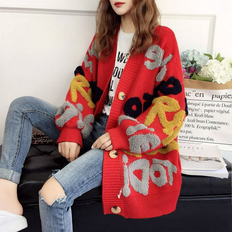 New letter cardigan sweater knit coat New letter cardigan sweater knit coat