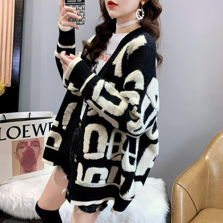 New letter cardigan sweater knit coat New letter cardigan sweater knit coat
