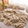 thumbnail image 1 of Winter light luxury rabbit velvet blanket thickened double-sided velvet bedroom blanket advanced rabbit plush bedding nap blanket - Light brown - 200*230cm, 1 of 6