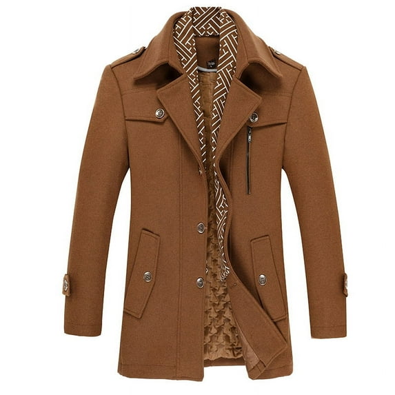 Winter men's coat with cotton wool trench coat, detachable scarf collar men's coat
