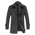 thumbnail image 1 of Winter men's coat with cotton wool trench coat, detachable scarf collar men's coat, 1 of 5
