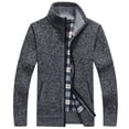 thumbnail image 1 of Winter men's long-sleeved stand-up collar velvet cardigan sweater men's knitted sweater jacketArmy Green Size 2XL, 1 of 5