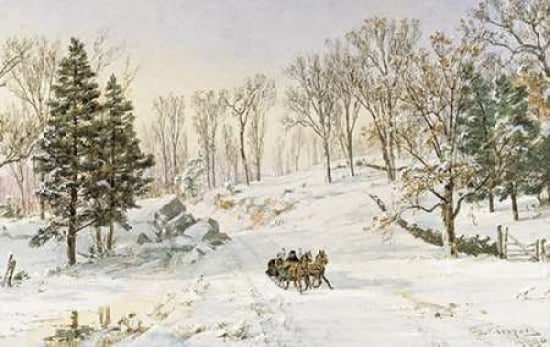 Winter on Ravensdale Road Hastings-On-Hudson New York Canvas Art - Jasper Francis Cropsey (24 x 36)