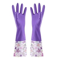 Winter rubber cleaning gloves, rubber velvet long gloves, winter dishwashing, laundry, kitchen cleaning gloves, cotton lining, long sleeved mouth, reusable, non slip