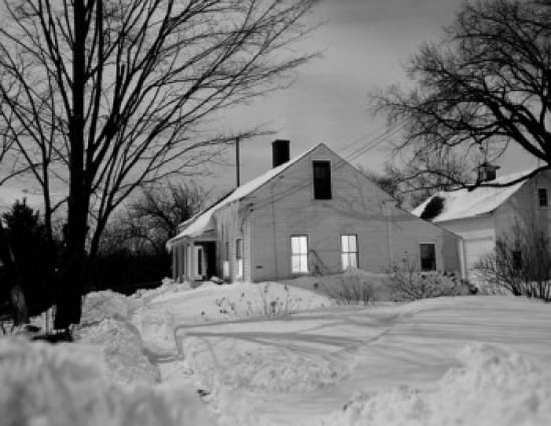 Winter rural scene house and barn Canvas Art - (18 x 24)