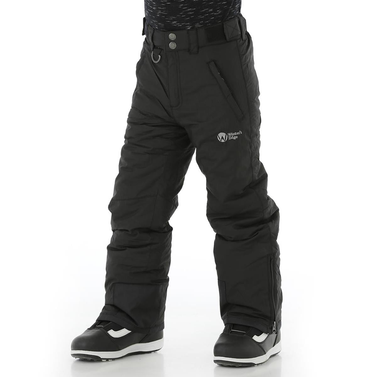 Winter's Edge Mens Avalanche Snow Pants, Black, XL