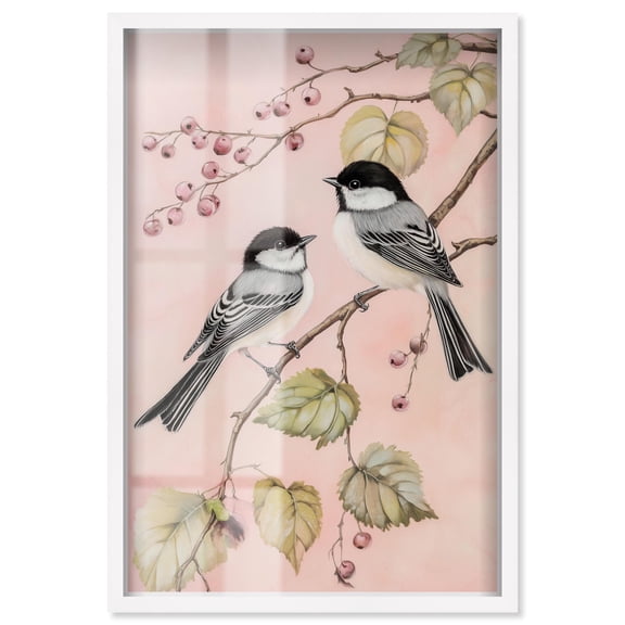 Winter's Tiny Guests Shadowbox Print Natures Art Prints by Art Remedy, White Frame, 10 x 15