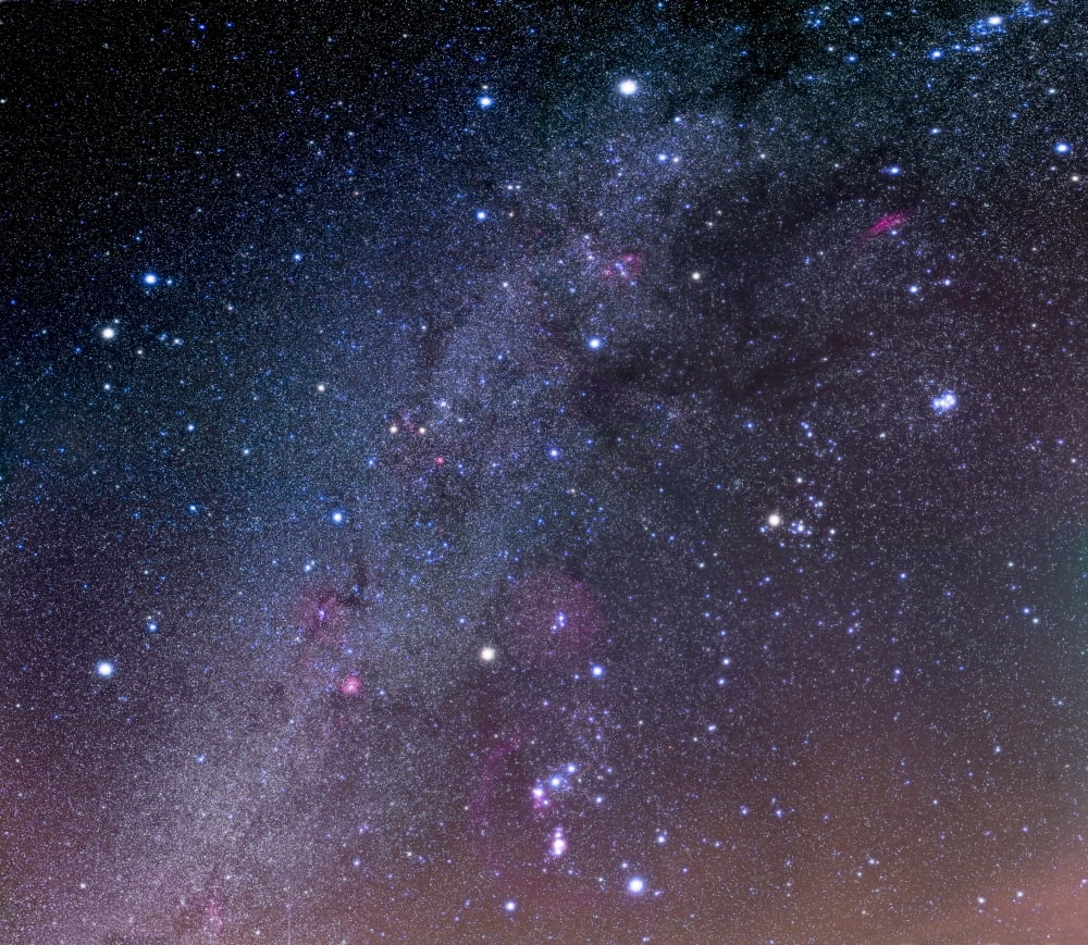 Winter sky panorama with various deep sky objects Canvas Art - Alan DyerStocktrek Images (15 x 13)