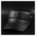 thumbnail image 1 of Winter thermal genuine leather hat male cap cadet cap male mi-litary hat cowhide leather cap ,Comfortable to Wear, 1 of 2