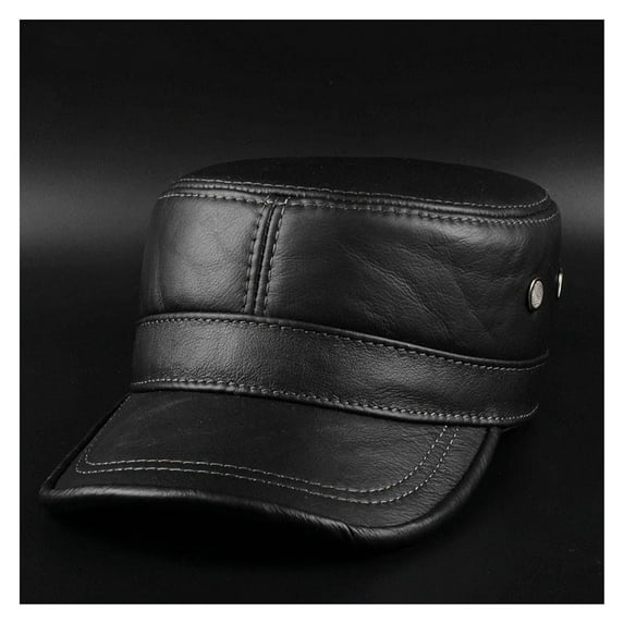 Winter thermal genuine leather hat male cap cadet cap male mi-litary hat cowhide leather cap ,Comfortable to Wear