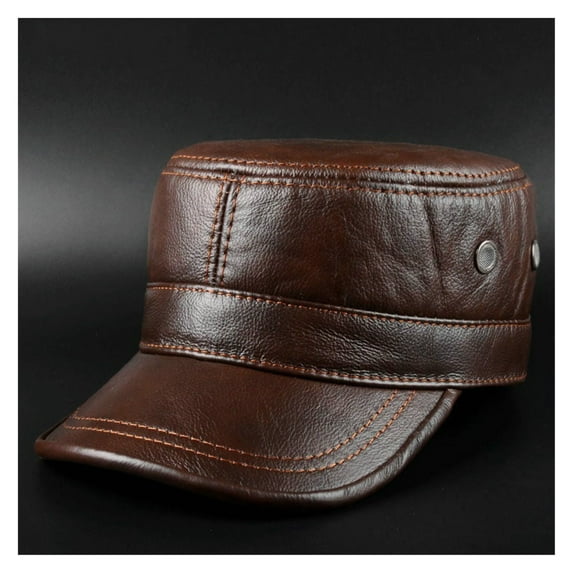 Winter thermal genuine leather hat male cap cadet cap male mi-litary hat cowhide leather cap ,Comfortable to Wear