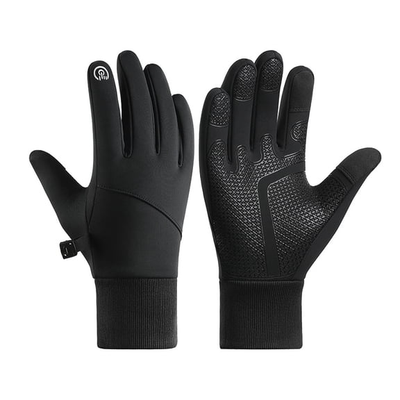 Winter velvet touch screen gloves for men and women, waterproof, windproof, and warm riding gloves - black XL