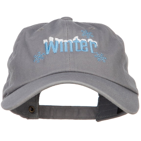Winter with Snowflakes Embroidered Unstructured Washed Cap - Grey OSFM