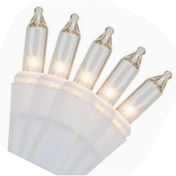 WinterWow Christmas Lights 100-Bulb 20 Ft White Wire Mini Indoor/Outdoor Incandescent Lights 1, Clear