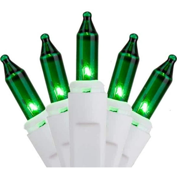 WinterWow Christmas Lights 100-Bulb 20 Ft White Wire Mini Indoor/Outdoor Incandescent Lights 1, Green