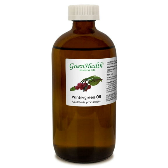 Wintergreen Essential Oil - 16 fl oz (473 ml) Glass Bottle w/ Cap - 100% Pure Essential Oil by GreenHealth - Comes with a Child Resistant Cap!