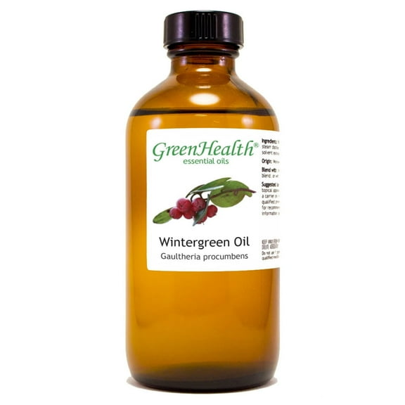 Wintergreen Essential Oil - 8 fl oz (237 ml) Glass Bottle w/ Cap - 100% Pure Essential Oil by GreenHealth - Now Shipped with a Child Resistant Cap!